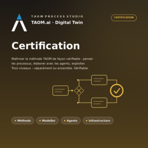 Produktkarte TAOM Zertifizierung in Gold, französisch.