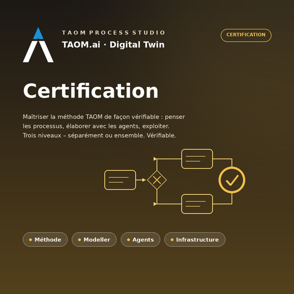 Produktkarte TAOM Zertifizierung in Gold, französisch.