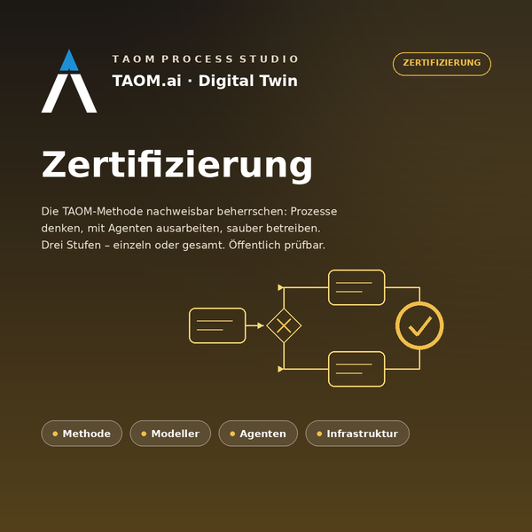 Produktkarte TAOM Zertifizierung in Gold, deutsch.